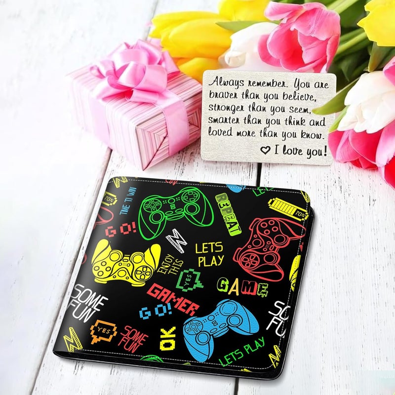 Mindow Boys Wallet for Kids, Teen Boy Gamer Wallets 9-12 8-10 8-12, Cool Novelty Leather Bifold Rfid Blocking Purse Coin Pocket Zipper Id Window for Children Male Youth Guys Gaming Birthday Christmas Gifts - Image 5